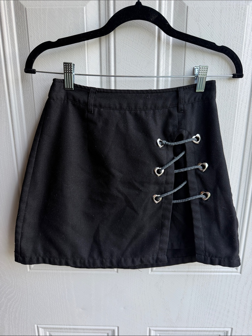 Black Y2K Lace Up Mini Skirt Goth Grunge Punk Skirt Size Small